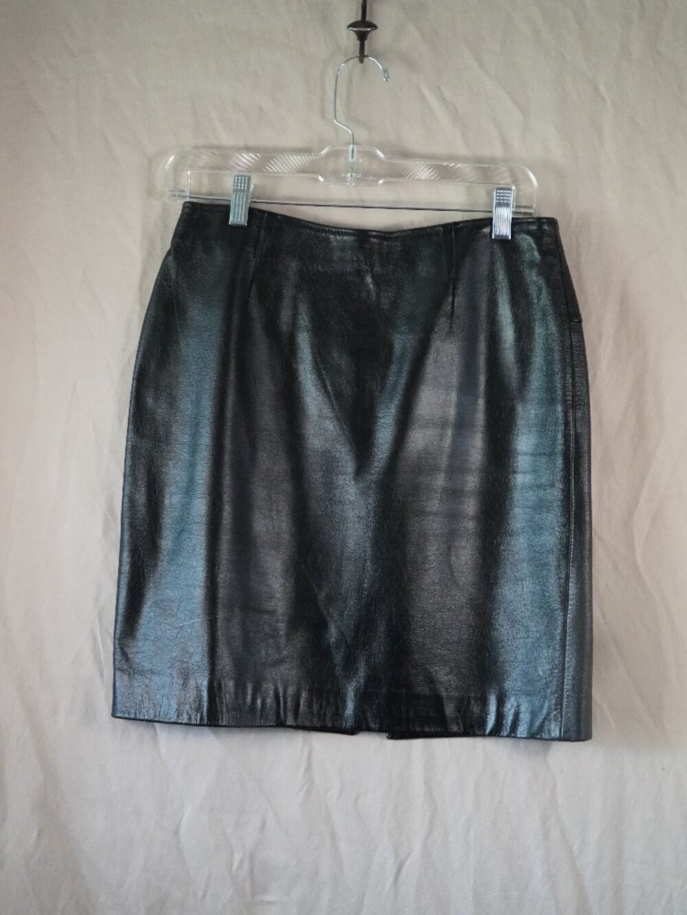 Vintage Leather Limited black leather midi pencil skirt